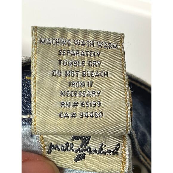 7 For All Mankind Blue Straight Boot Cut Distressed Jeans Women's Size 29 - Picture 6 of 10